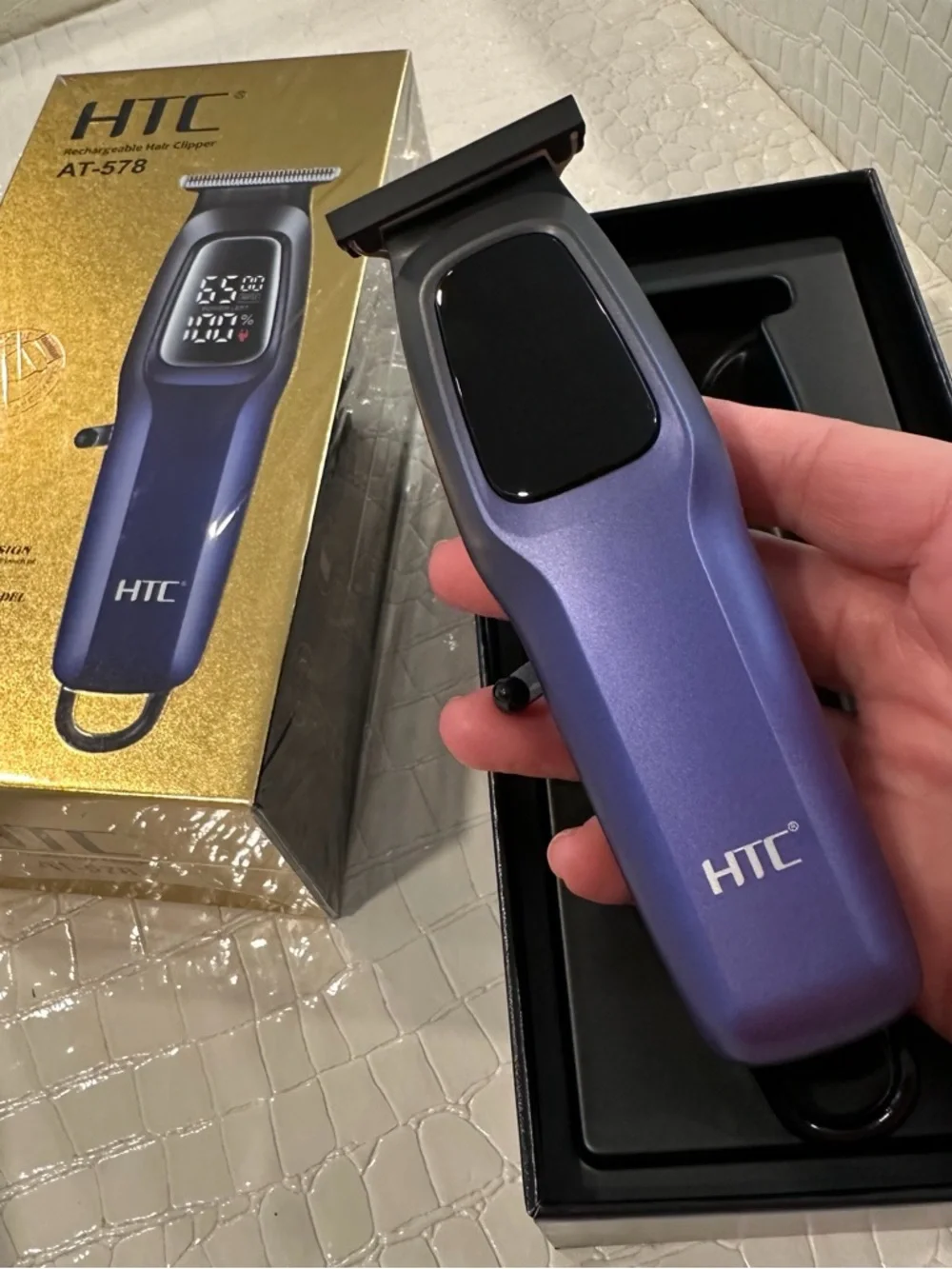 Electric Hair Clipper in Blue – Rechargeable Grooming Tool #TF5